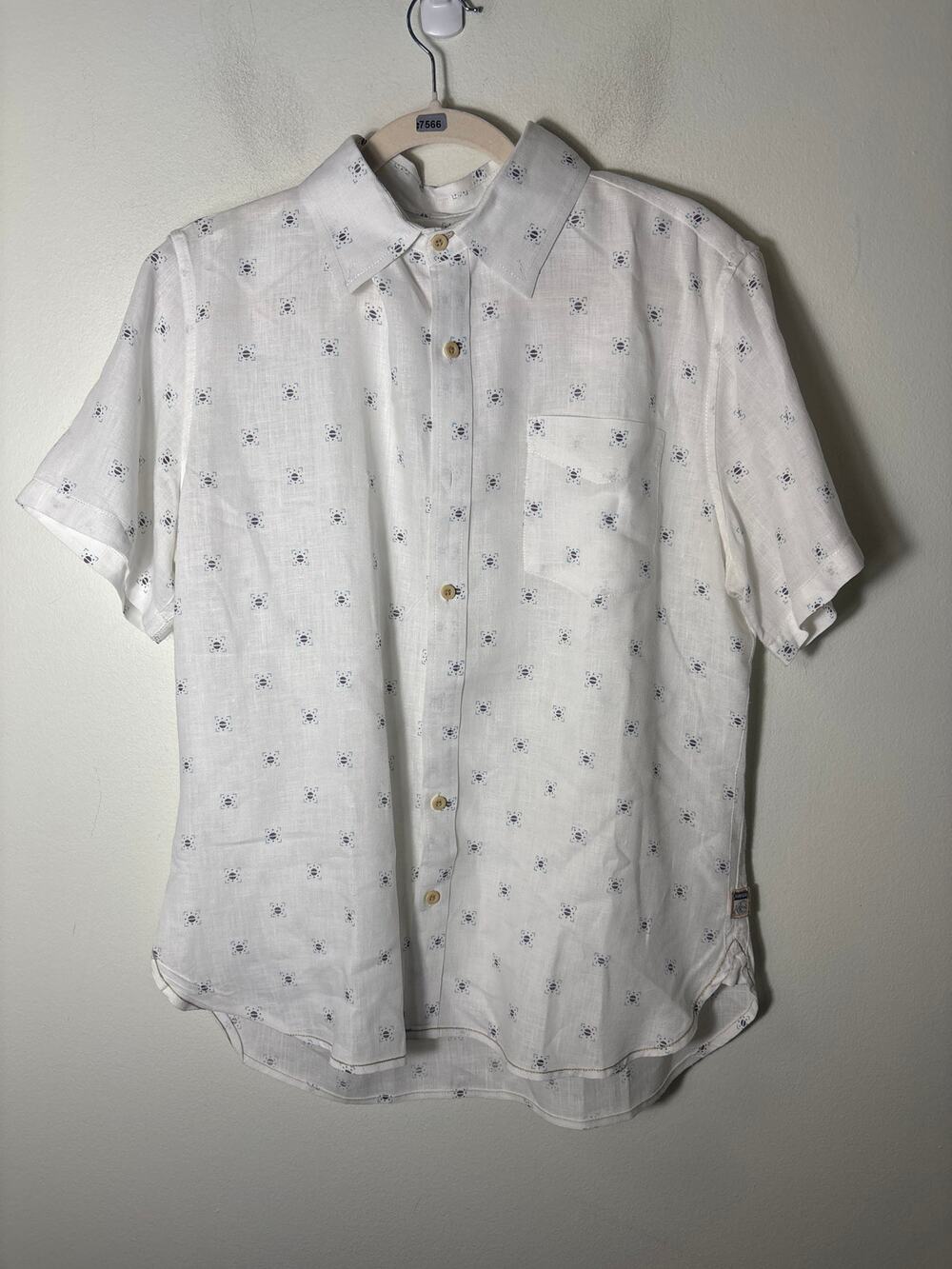 Men's Surfside White and Blue Linen Shirt Sz M